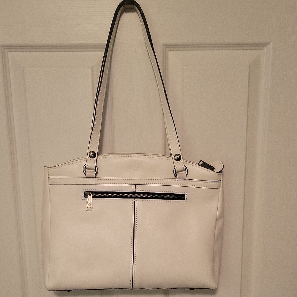 PATRICIA NASH Elegant White Leather Tote Bag